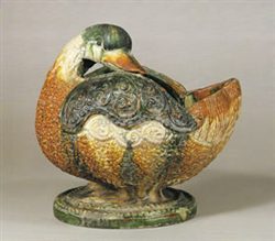 三彩鴨形鉢