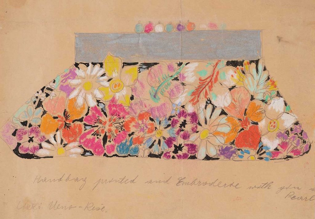 上野リチ・リックス《プリント地刺繍ハンドバッグ・デザイ ン》1935-44年、京都国立近代美術館蔵