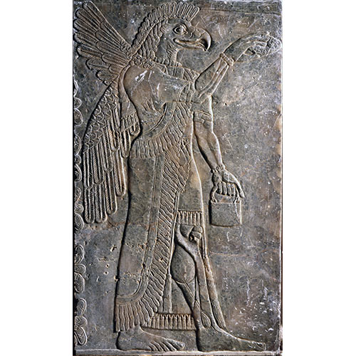 有翼鷲頭精霊像浮彫ゆうよくしゅうとうせいれいぞううきぼり イラク ニムルド遺跡出土 前875 - 前860年頃 新アッシリア時代 彫刻