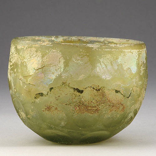 円形切子碗えんけいきりこわん メソポタミア 5 - 7世紀 サーサーン朝時代後期 ガラス