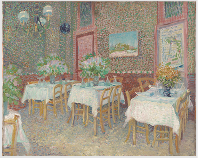 フィンセント・ファン・ゴッホ《レストランの内部》1887年夏　油彩、カンヴァス　クレラー=ミュラー美術館  © Kröller-Müller Museum, Otterlo, The Netherlands