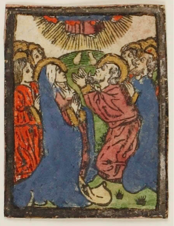 推定制作地ネーデルラント 《キリストの昇天》16世紀初頭　凸版・木版（手彩色）