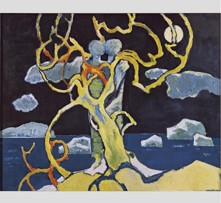 国松 登《氷人・冬樹》 1974(昭和49)年　北海道立近代美術館蔵