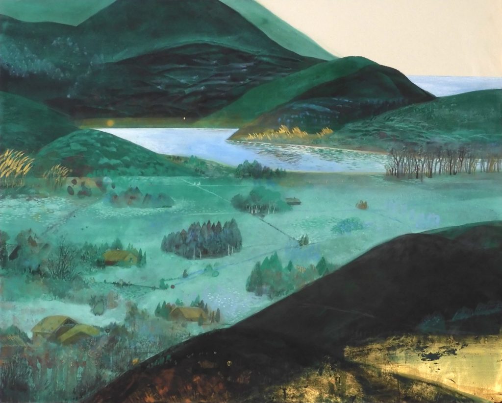 奥村美佳「かくれ里」 2020（令和2）年 「第10回石州和紙に描いた日本画展」出品作品
