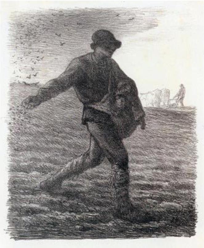 ジャン＝フランソワ・ミレー 《種まく人》 1851年、リトグラフ