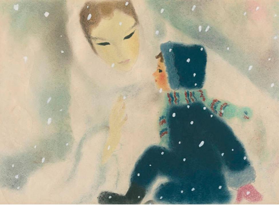 いわさきちひろ　雪の女王とカイ　紙芝居「雪の女王」（童心社）より　1953年