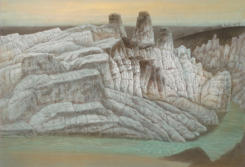 西久松吉雄「龍神の棲む淵」2021（令和3）年 「第11回石州和紙に描いた日本画展」出品作品