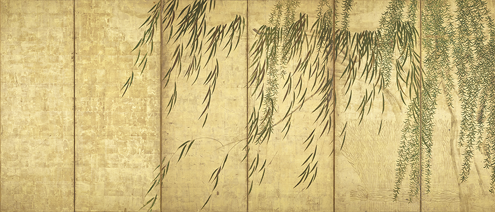 Ⅳ　四季柳図屏風（右隻）　長谷川等伯　桃山時代　個人蔵