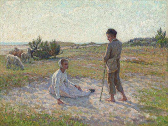 アンリ・ル・シダネル《エタプル、砂地の上》1888年　フランス、個人蔵