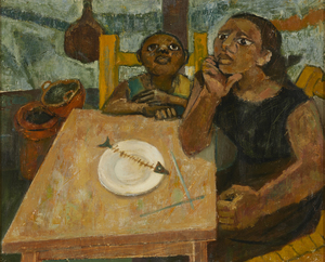 中野淳《ある食卓》 1954年、板橋区立美術館蔵