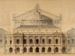 シャルル・ガルニエ《ガルニエ宮ファサードの立面図》フランス国立図書館蔵　Charles GARNIER, Front view of the Facade of the Palais Garnier, Plan Garnier O3, BnF, Music Department, BMO