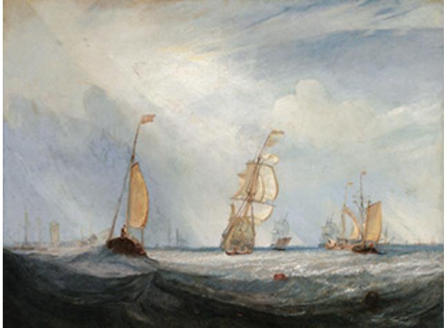 ジョセフ・マラード・ウィリアム・ターナー 《ヘレヴーツリュイスから出航する ユトレヒトシティ64号》 1832年