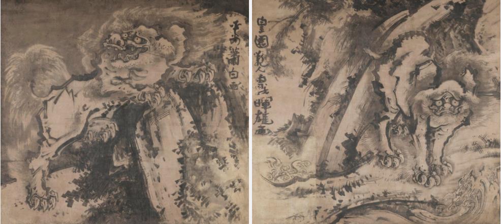 重要文化財《唐獅子図》紙本墨画　明和元（1764）年頃　朝田寺蔵