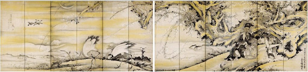 《林和靖図屏風》紙本墨画淡彩　宝暦十（1760）年　三重県立美術館蔵