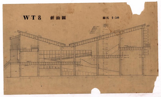 高島屋和歌山支店断面図（50分の1）、文化庁国立近現代建築資料館所蔵