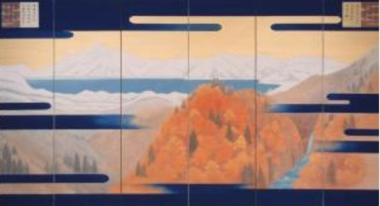 東山魁夷 《平成度 悠紀地方風俗歌屏風》（左隻） 1990年 後期展示