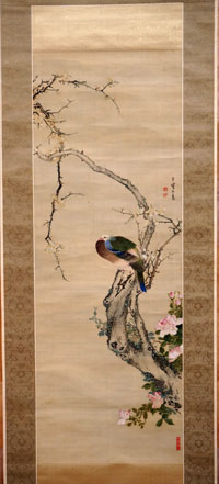 宋紫石「梅鳩薔薇図」明和年間（1764-1772年）後期 千葉市美術館所蔵  