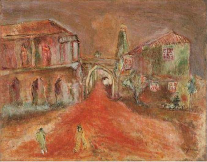 小熊秀雄 《夕陽の立教大学》 1935年 油彩、キャンバス
