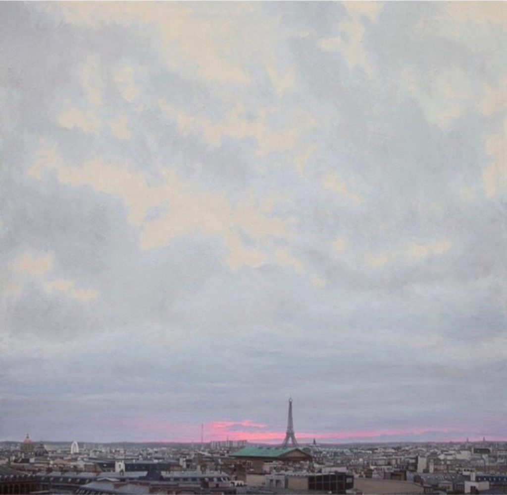 『グレーとピンクとエッフェル塔　PARIS Ohh Paris』／100 x 100 cm