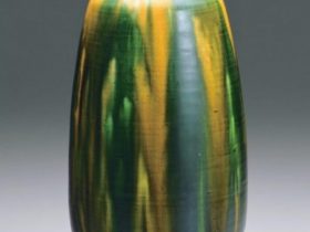 「唐津三彩瓶」　径12.5×高24.2cm