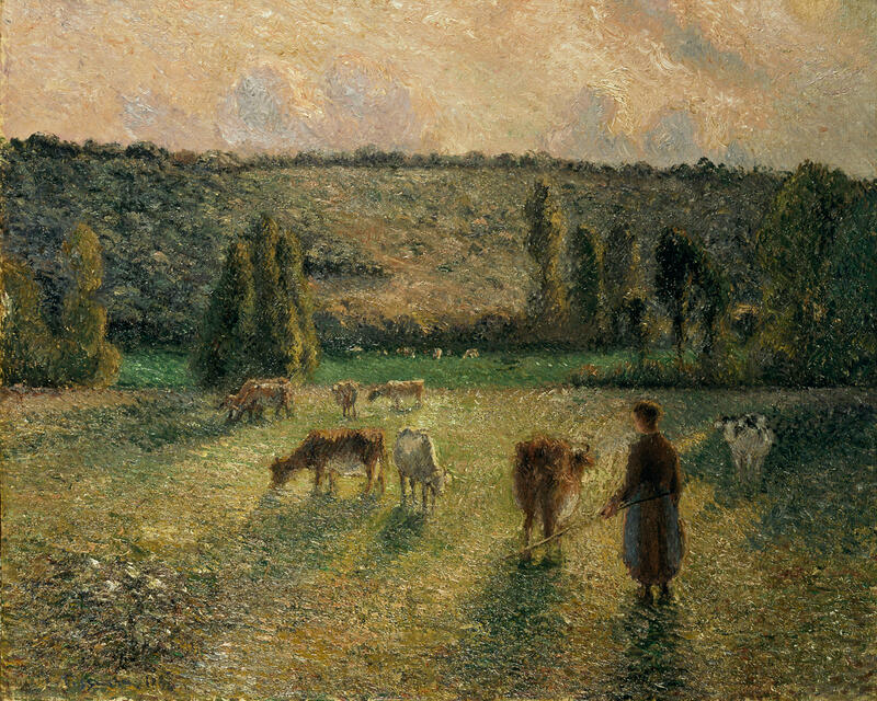 カミーユ・ピサロ《エラニーの牛を追う娘》1884年