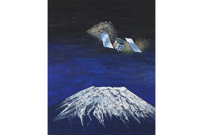 「宇宙からの贈りもの ―ハヤブサ2の帰還を祝して―」 50F　日本画（麻紙ボード・岩絵具）