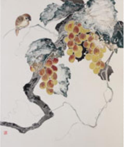 北澤龍 葡萄図 (8F、日本画)