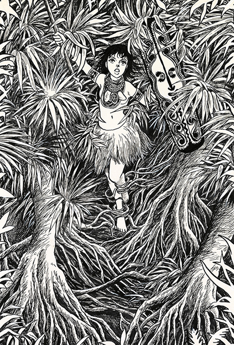 《『マッドメン』より「変身の森」本文原画》1981年　Ⓒ諸星大二郎