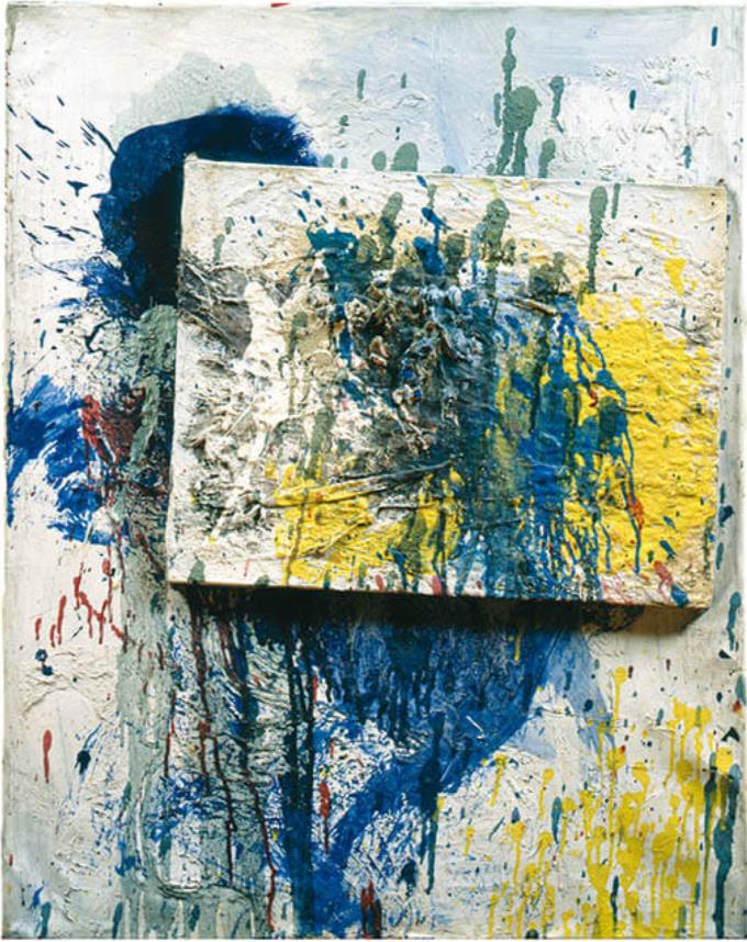 村上三郎　《作品》　1959年　合成樹脂塗料、カンヴァス、コラージュ　個人蔵
