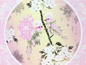 「お茶でもいかが？」―桜とアオガラ― 41×41cm