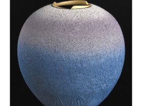 「氷流文彩色花器」 サイズ：径34×高さ35cm