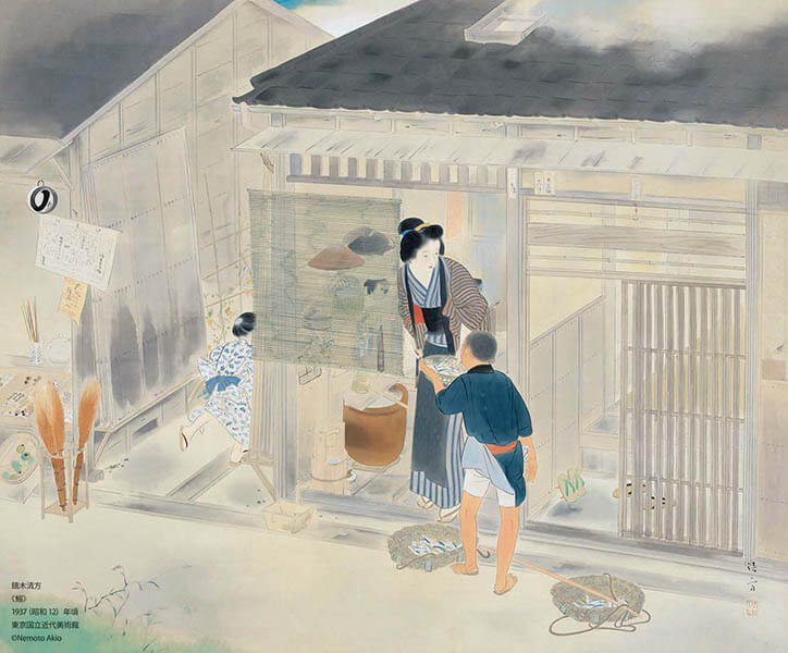 鏑木清方　《鰯》 1937（昭和12）年頃、東京国立近代美術館、通期展示、絹本彩色・軸、72.0×86.0cm ©Nemoto Akio