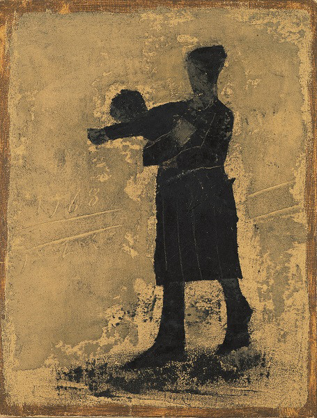 《駄々子》1968年 油彩･方解末･木炭,カンヴァス 香月泰男美術館蔵