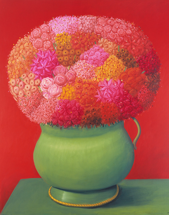 フェルナンド・ボテロ《赤の花》（ 3 点組）　2006年　油彩／カンヴァス