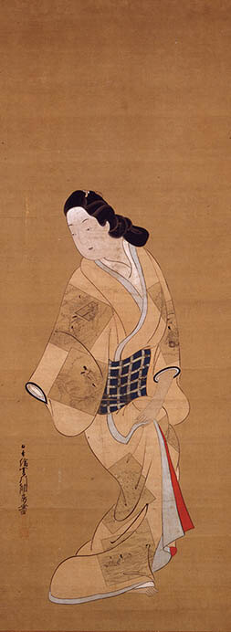 菱川師房「見返り美人図」1幅、江戸時代（17世紀末ごろ）、絹本着色、83.2×30.8cm　＜観方コレクション＞