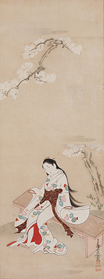 宮川一笑《桜下美人》 元文年間（1736～41）
