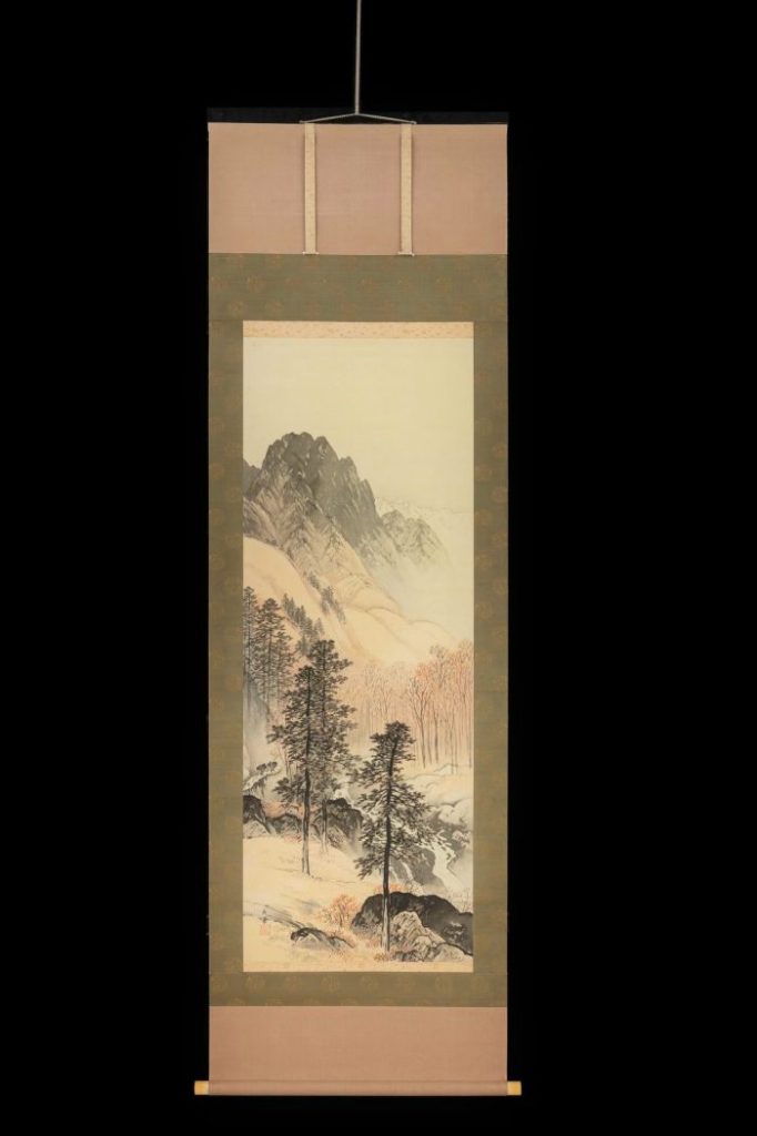 川合玉堂「寒山帰樵」  139.4×51.4cm　