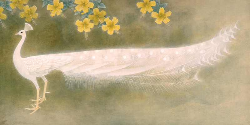 上村松篁 《 白孔雀 》 1973( 昭和 48) 年 紙本・彩色 山種美術館 © Atsushi Uemura 2021 /JAA2100291