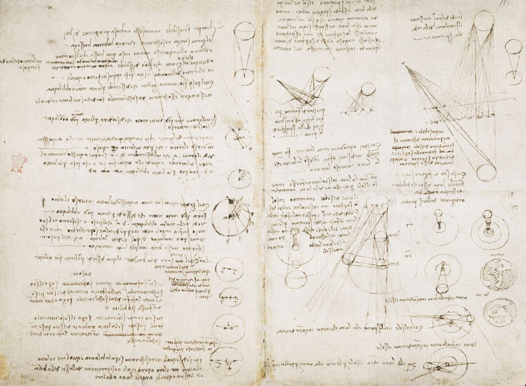 レオナルド・ダ・ヴィンチ「天体にまつわるメモとスケッチ」1506-1508年頃　大英図書館蔵　©British Library Board