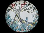 660,000円 線描色絵金彩皿「森の鹿」