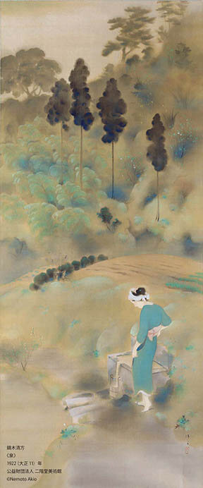 鏑木清方　《泉》 1922（大正11）年、公益財団法人 二階堂美術館、通期展示、絹本彩色・軸、175.0×72.0cm ©Nemoto Akio