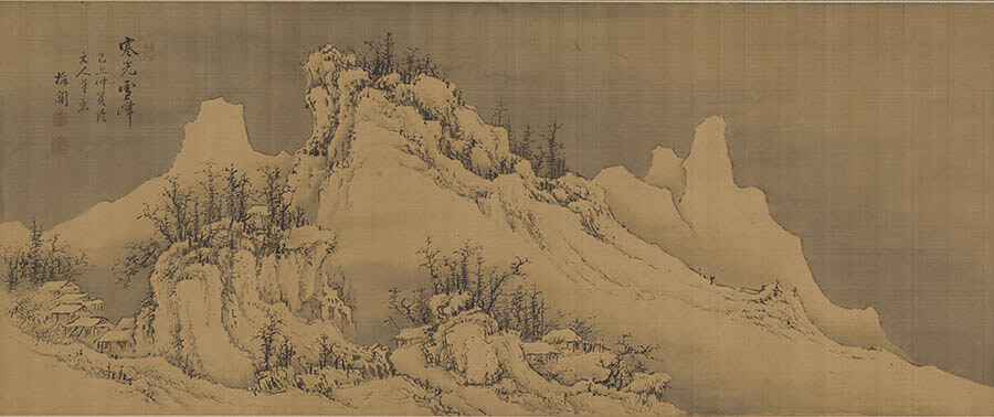 《寒光雪峰図》菅井梅関筆、江戸時代・文政 12 年(1829)、1 幅