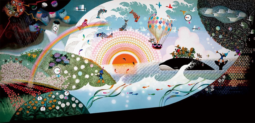©Seiji Fujishiro/HoriPro 2007 「四季のよろこび〈地球はうたう〉」 ジグレー(額装サイズ110.1×185.6cm) 