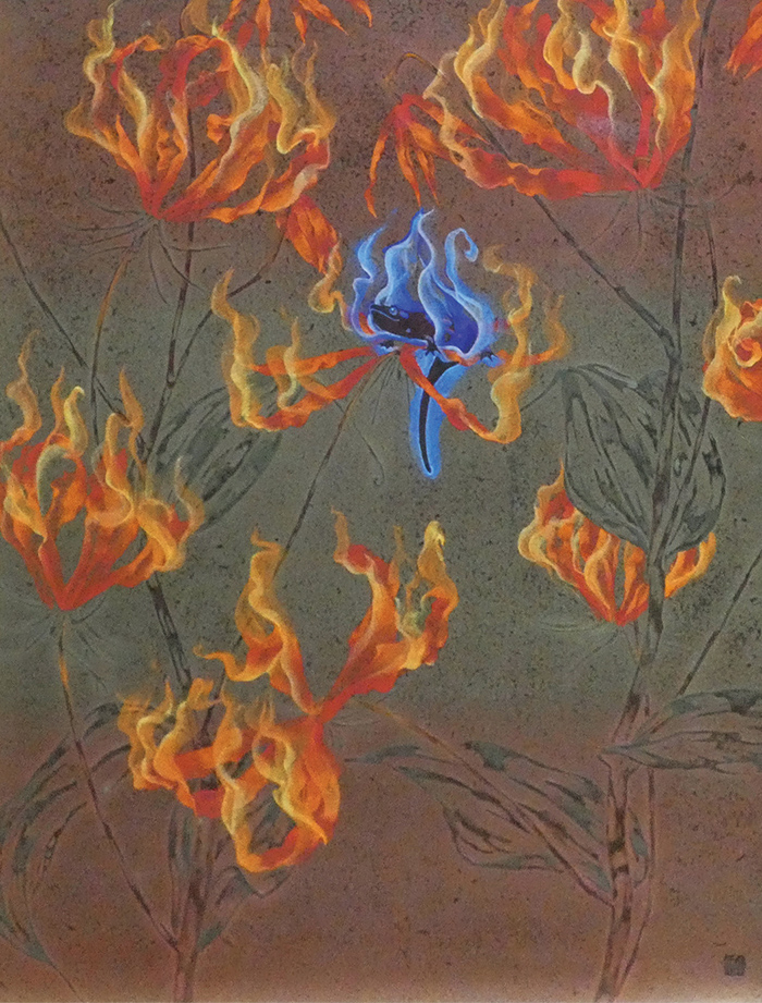 「Incarnation of fire」 P10 高知麻紙･土絵具･岩絵具