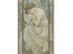 アルフォンス・ミュシャ     「夜の安らぎ」1898年 リトグラフ (105×38cm)