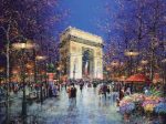 ギィ・デサップ　「パリ、夕暮れの凱旋門」　油彩　12号