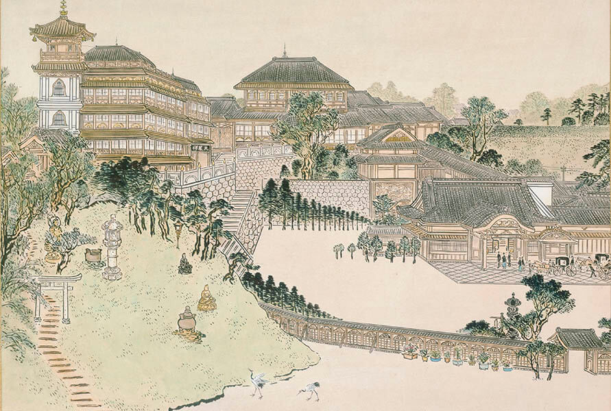 「大倉邸之図」山本昇雲(松谷)画、明治35年(1902) 大倉集古館蔵