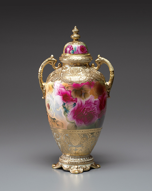 オールドノリタケ 《色絵金盛薔薇文飾壺》 1891～1921年 個人蔵