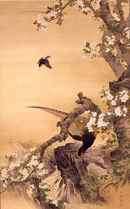深田直城《春秋花鳥之図》（右幅） 19 世紀末～20 世紀初頭　泉屋博古館東京