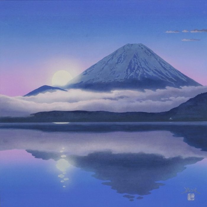 「陽のぼる富士」　S6号　紙本彩色
